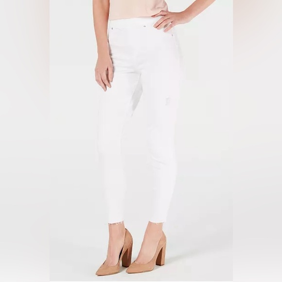 SPANX Denim - Spanx Large Distressed White Skinny Jeans